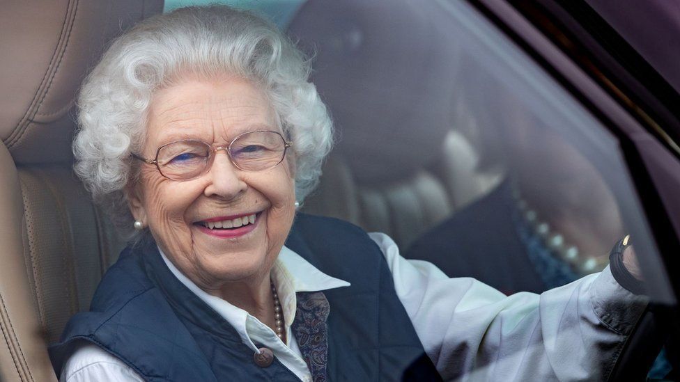 The Queen seen driving her Range Rover as she attends the Royal Windsor Horse Show in 2021