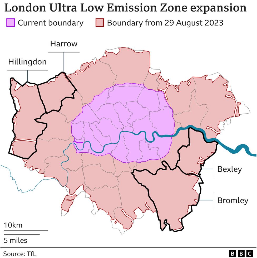 Map of expanded Ulez area