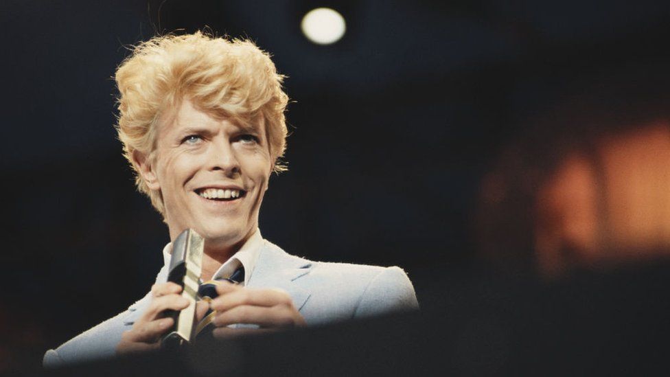 David Bowie on stage during the first night of his Serious Moonlight World Tour at the Vorst Forest National in Brussels, Belgium on 18th May 1983