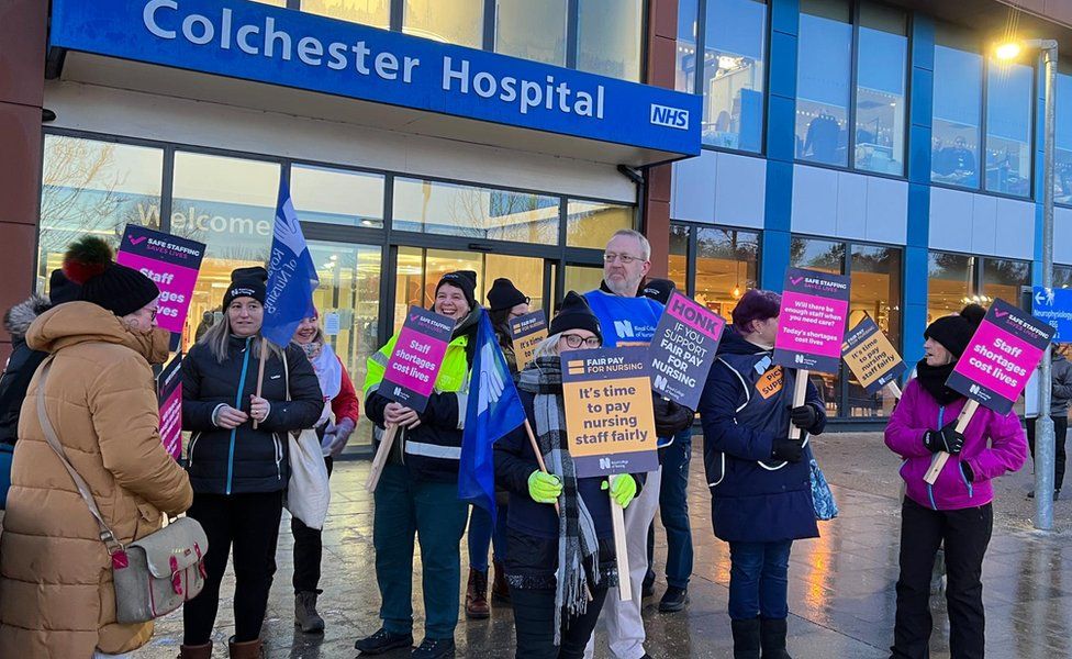 RCN picket outside Colchester Hospital