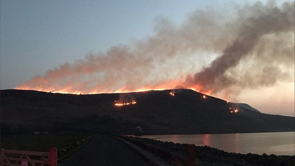 A fire at Rhyd Uchaf