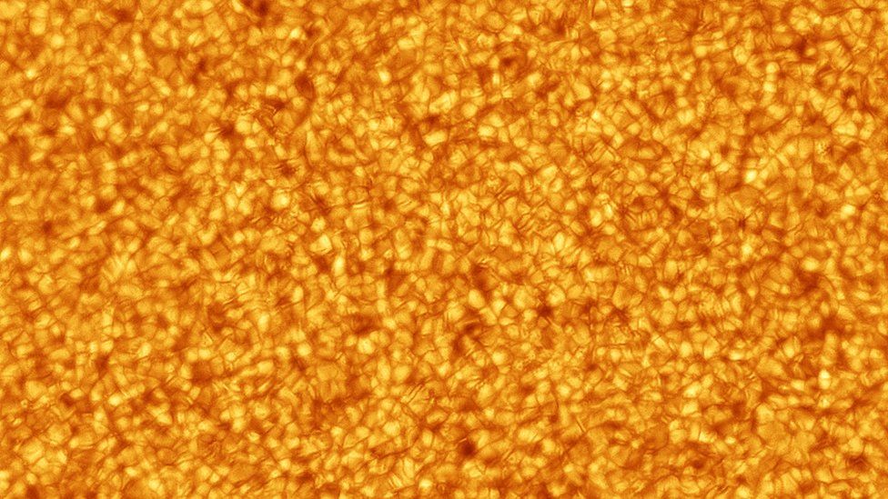 The surface of the sun showing a pattern of movement