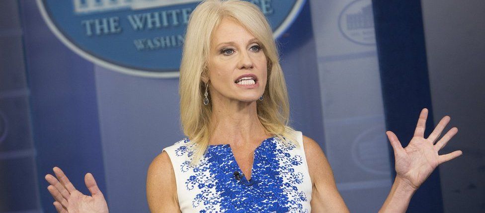 Kellyanne Conway, adviser to President Donald Trump, gives an interview at the White House on August 3, 2017