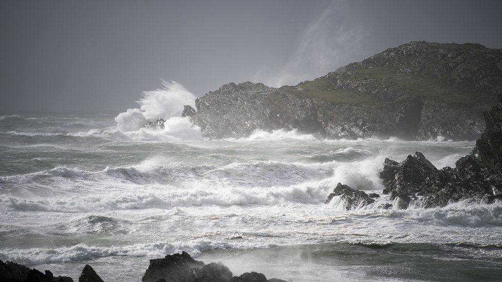 Waves crashing off the coast of Holyhead