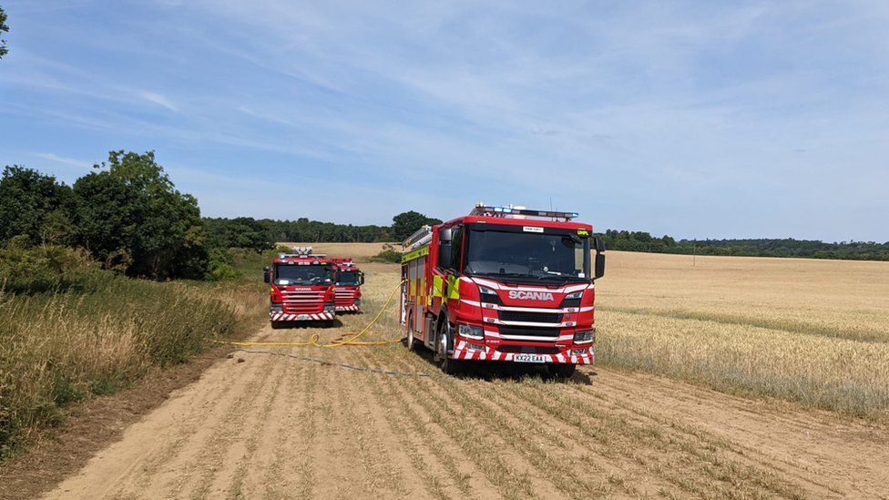 Northampton Fire and Rescue in a field