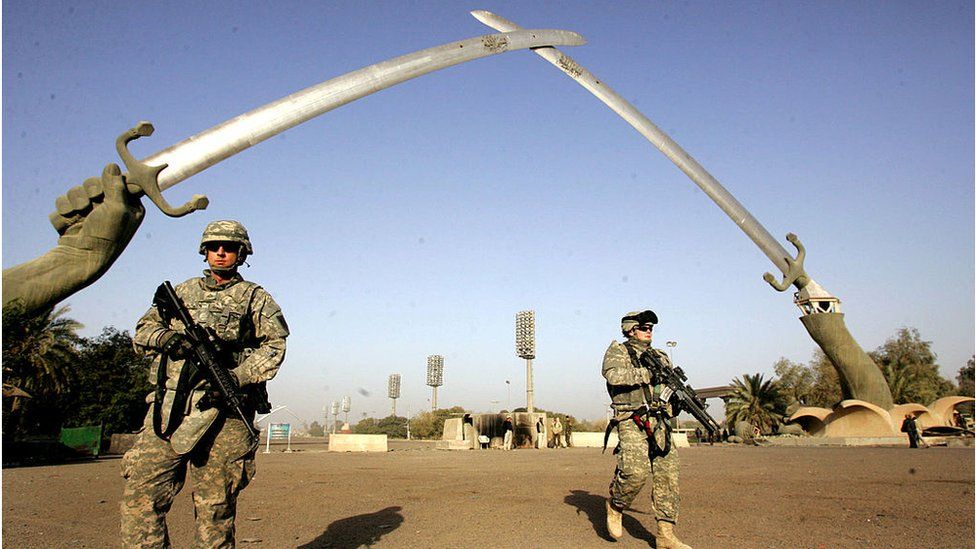 Soldiers on patrol in Baghdad's so-called Green Zone