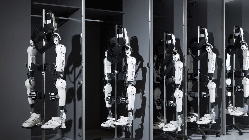 A line of robot suits