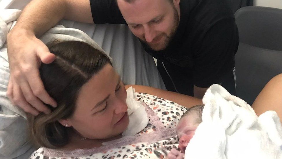 Jacqui Budden's husband was allowed to be present for the birth of their daughter but was asked to leave the ward soon after.