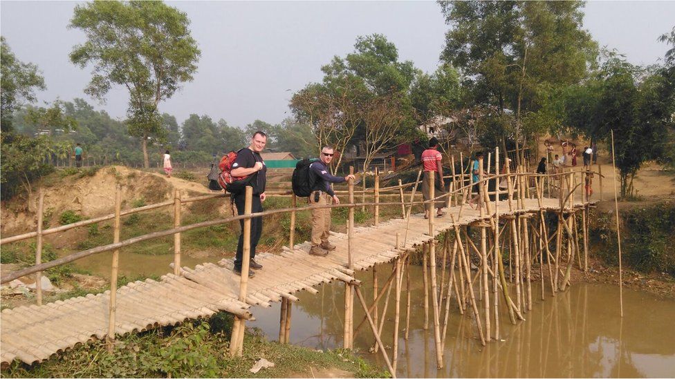 Gwyn Lewis on a bridge in Bangladesh