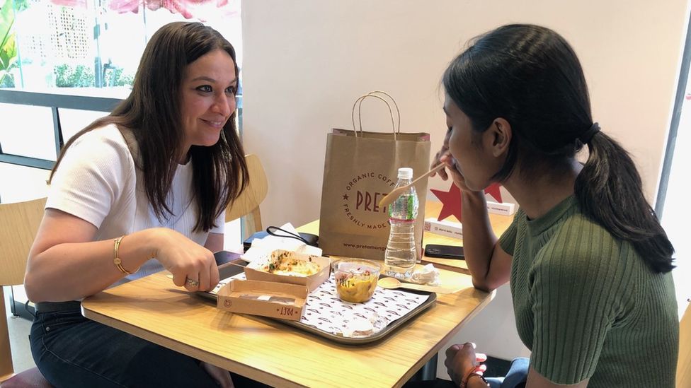 Customers at the new Pret A Manger shop in Mumbai.