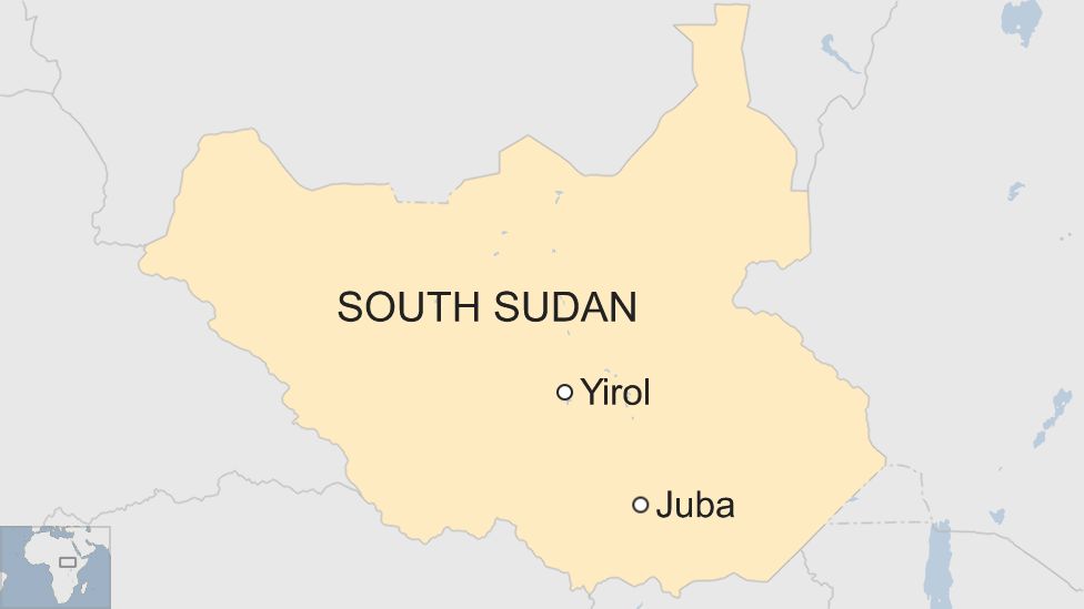 Map shows the capital of South Sudan, Juba, and Yirol
