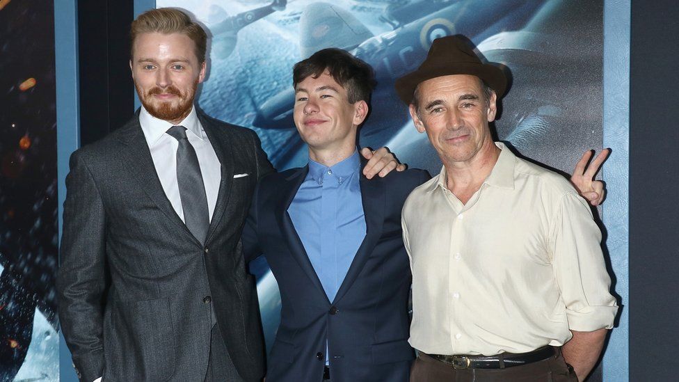 Jack Lowden, Barry Keoghan and Mark Rylance at the New York premiere of Dunkirk inn July 2017