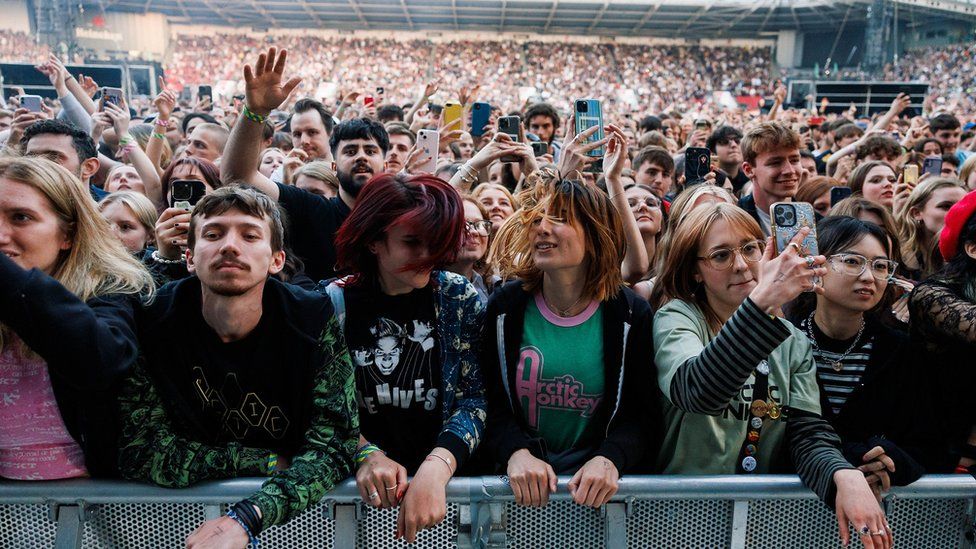 The front row of fans at the Arctic Monkeys Concert at Ashton Gate