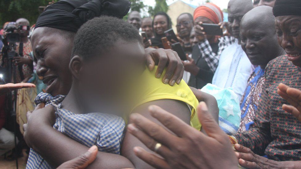 A mother hugs her daughter after she was released by kidnappers in Kaduna - 2021