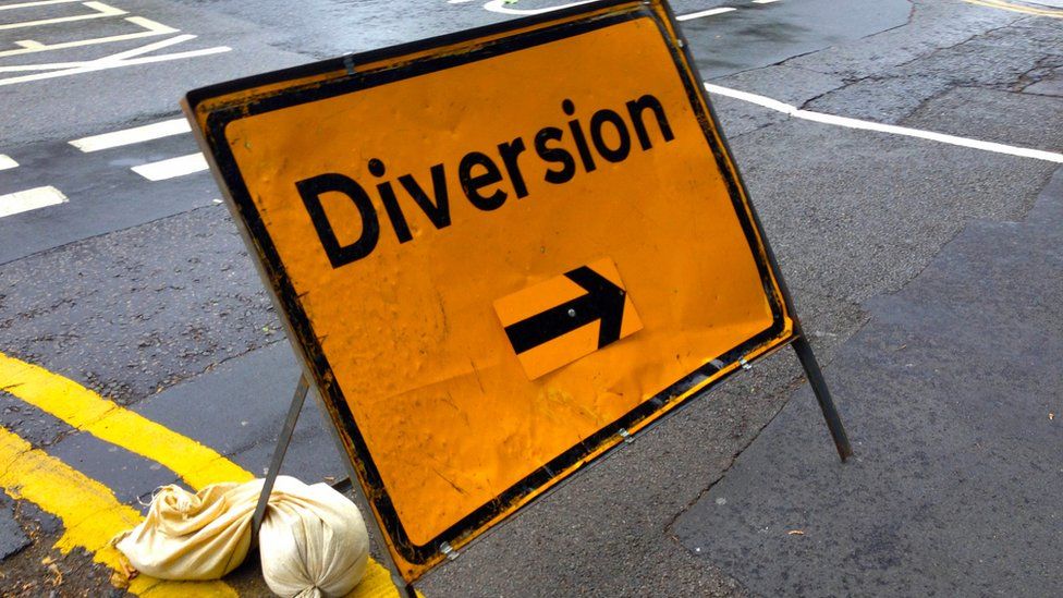 Diversion sign in London