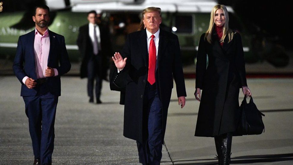 Donald Trump with his son, Donald Trump Jr, and daughter Ivanka