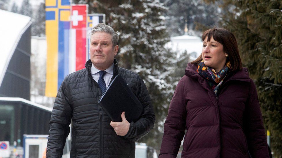 Sir Keir Starmer and Labour's shadow chancellor Rachel Reeves attended the World Economic Forum in Davos