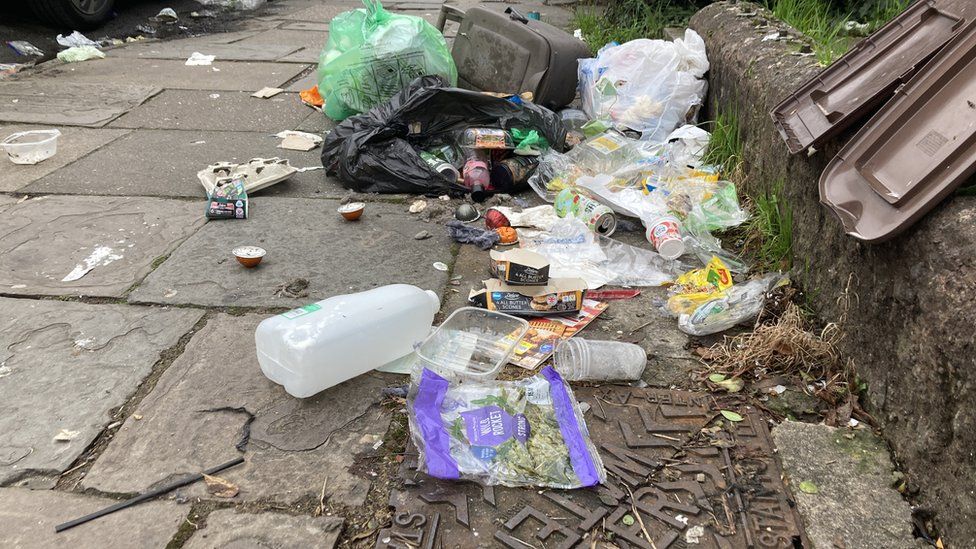 A photo showing waste in the street in Cardiff