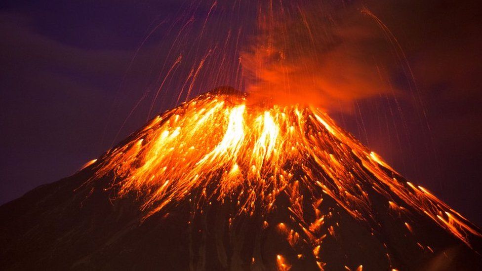 The Tungurahua volcano in Ecuador erupting in 2016
