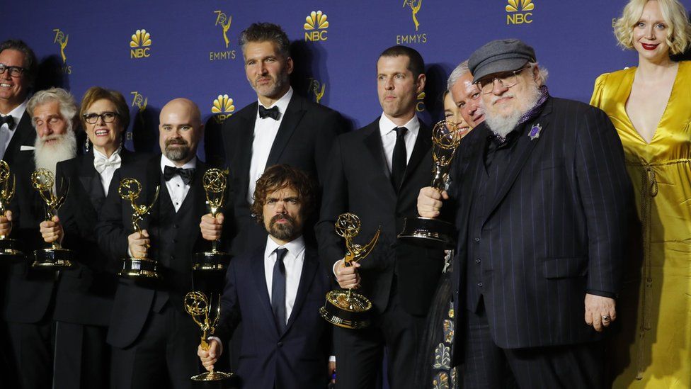 George RR Martin and Game of Thrones cast