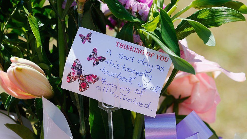 A floral tribute left to the four people killed at Dreamworld