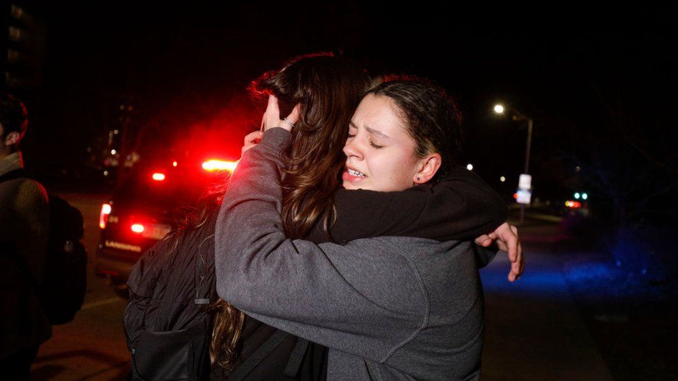 MSU students embrace after shooting