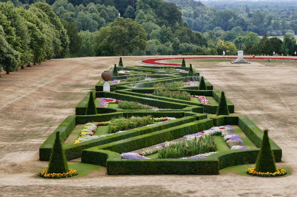 Cliveden House's famous lawns are parched and arid.