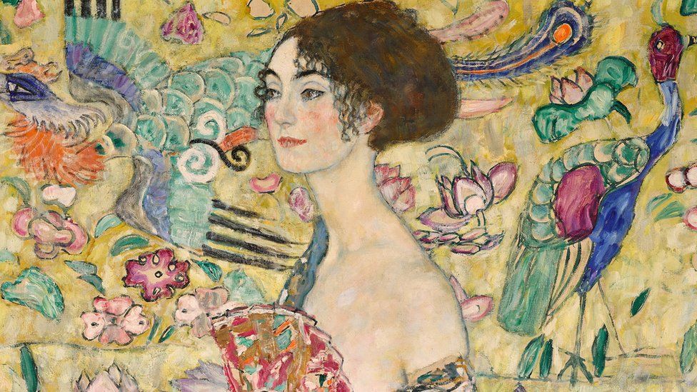 Lady with a Fan portrait by Gustav Klimt