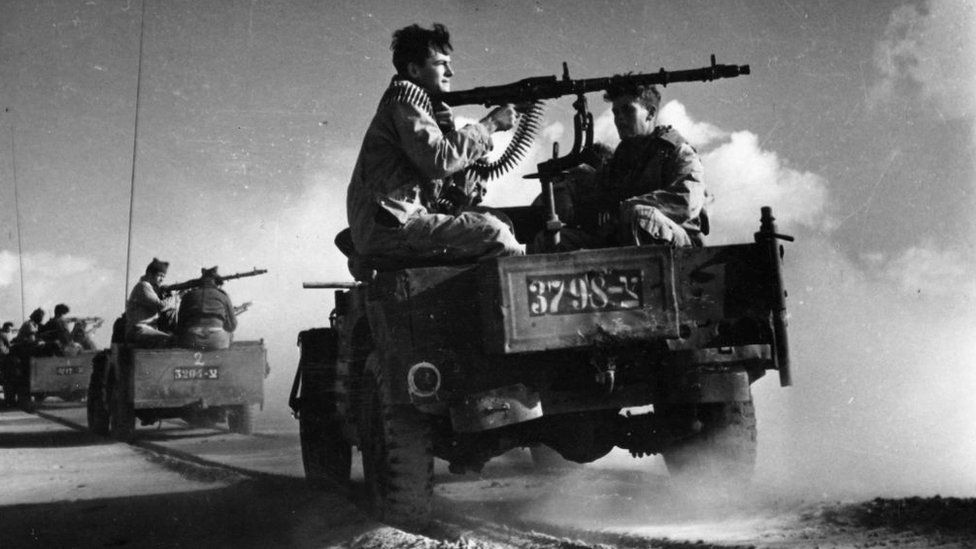 Palmach-Panzereinheit im Kampf mit den israelischen Verteidigungskräften während des Unabhängigkeitskrieges 1948
