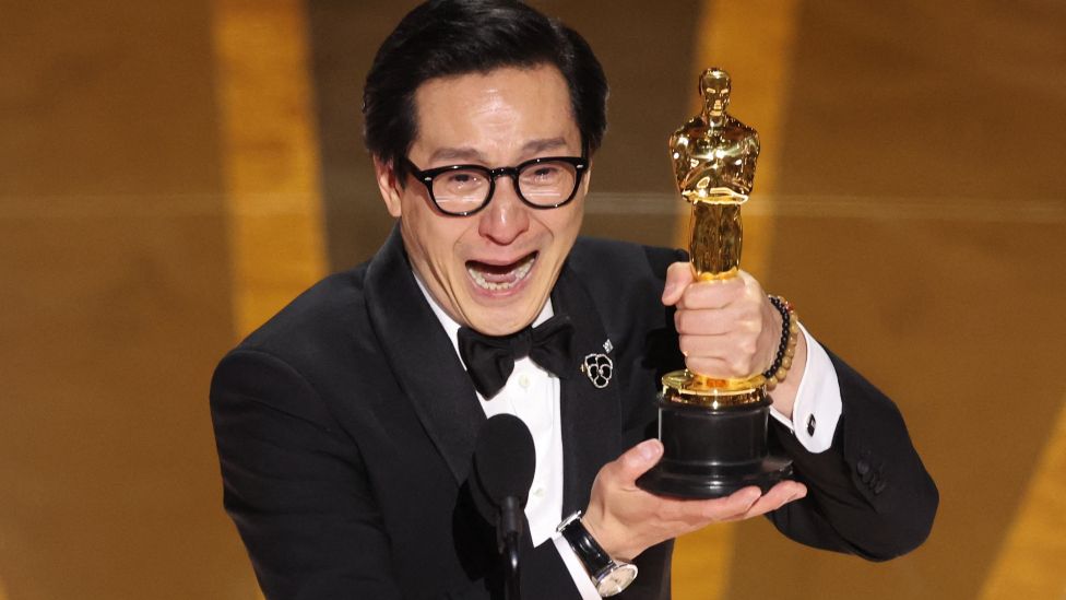 Ke Huy Quan wins the Oscar for Best Supporting Actor for "Everything Everywhere All at Once" during the Oscars show at the 95th Academy Awards in Hollywood, Los Angeles, California, U.S., March 12, 2023