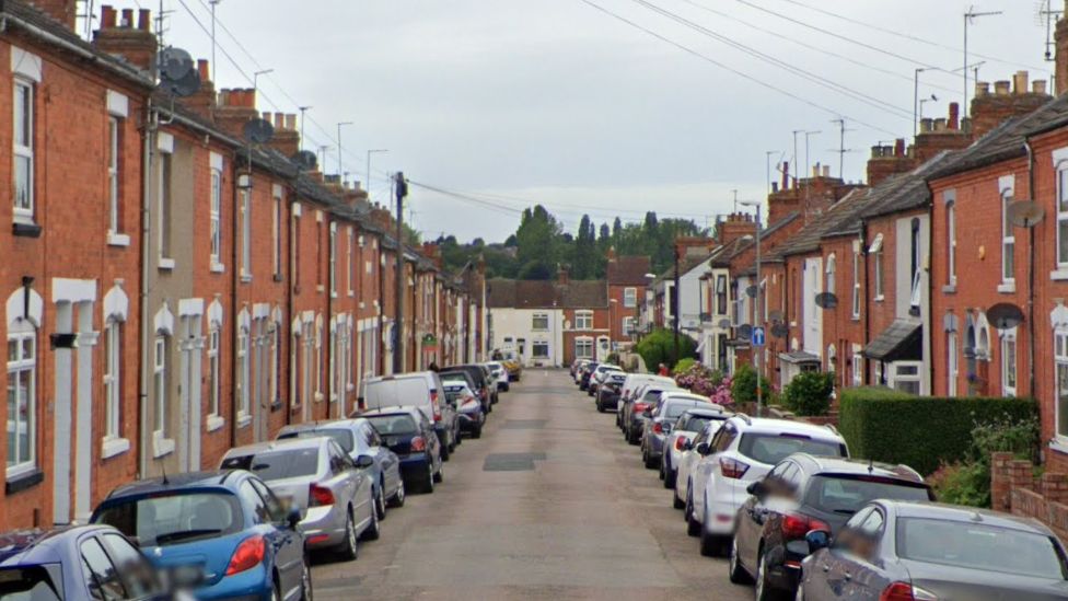 Residential street with terraced houses