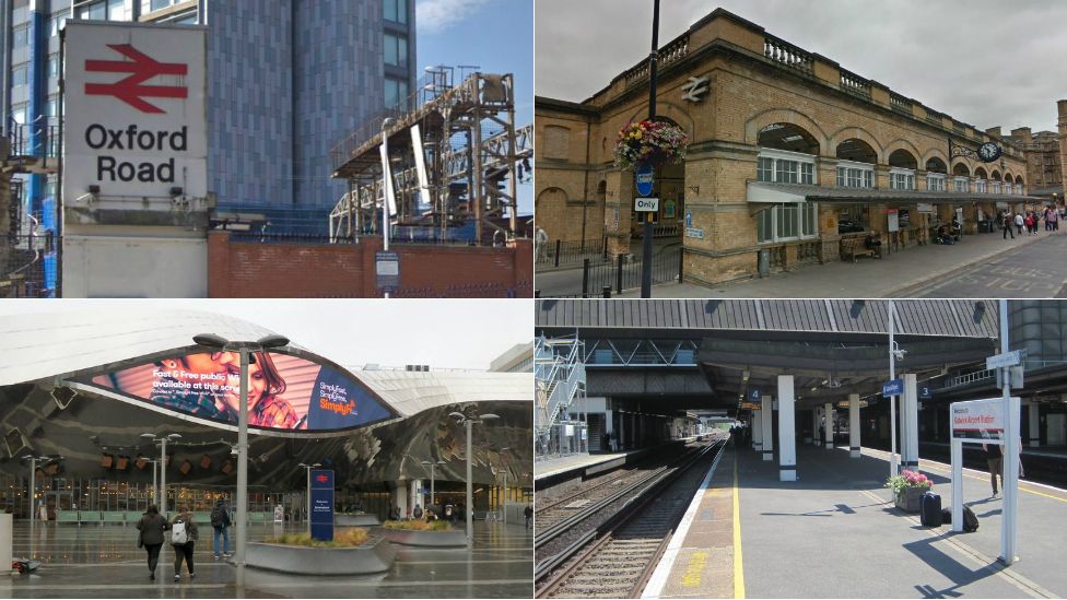 Manchester Oxford Road, York, Gatwick Airport and Birmingham New Street stations
