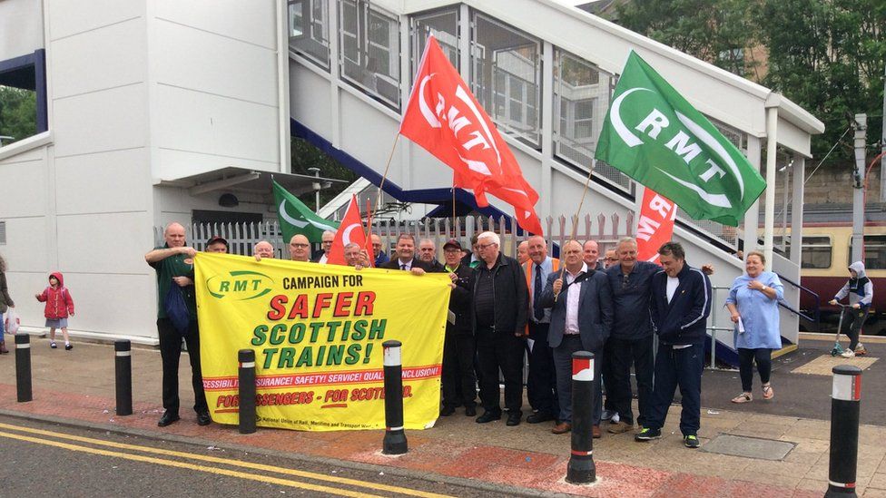 RMT protest at Hamilton Central Station