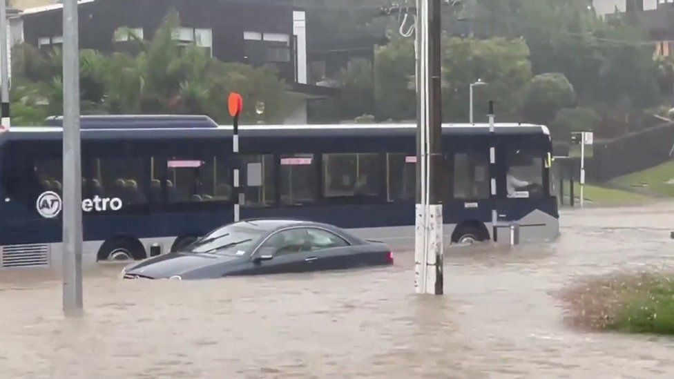 Screengrab from footage of flooding