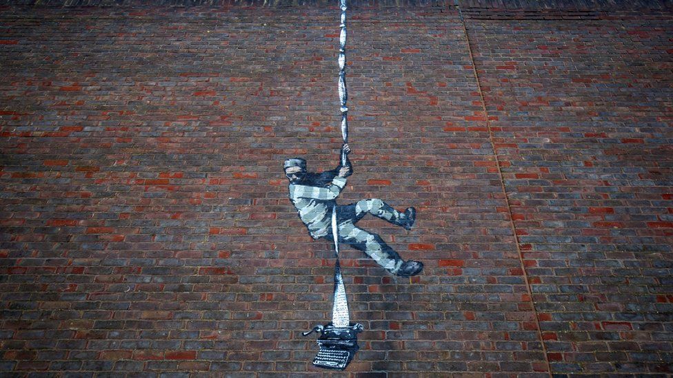 Banksy artwork on Reading Prison