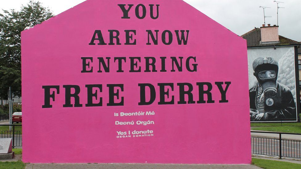 Free Derry Corner painted pink for Organ Donation Week.
