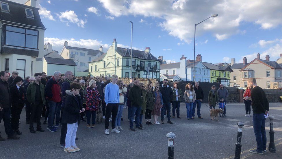 A crowd gathered in Whitehead for the vigil