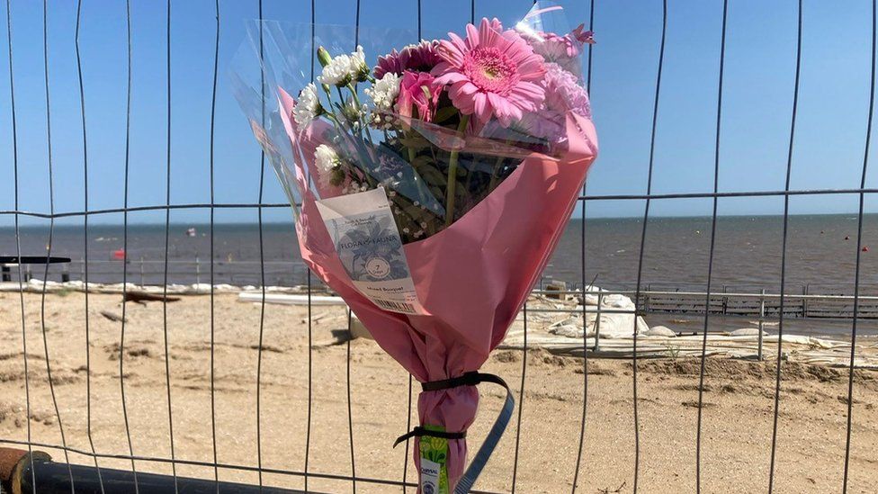 A floral tribute at the scene of Saturday's tragedy
