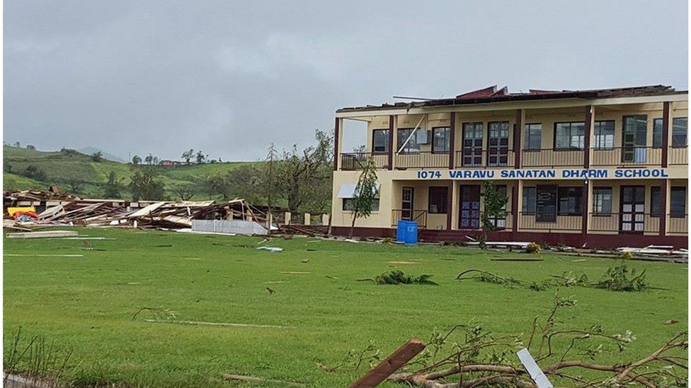 Damage to a school in Ba