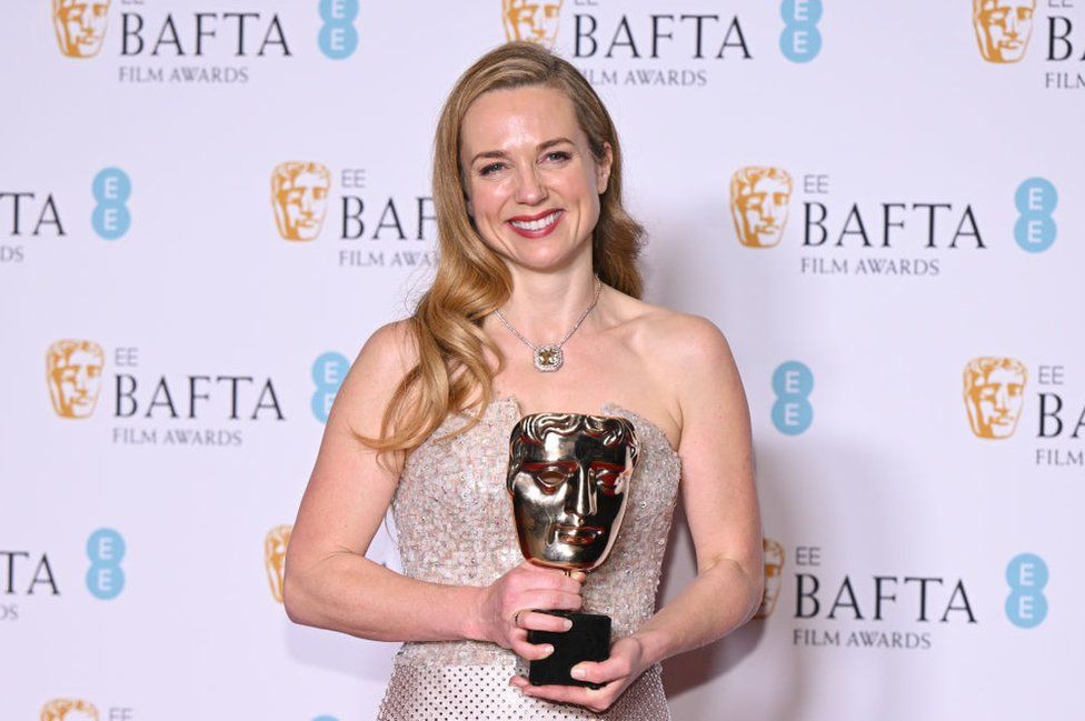 Kerry Condon poses with her bafta for best supporting actress