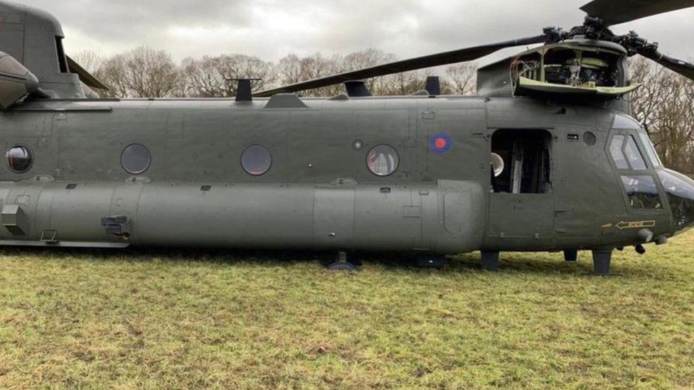 The chinook has been stuck in the field near Wantage for three days