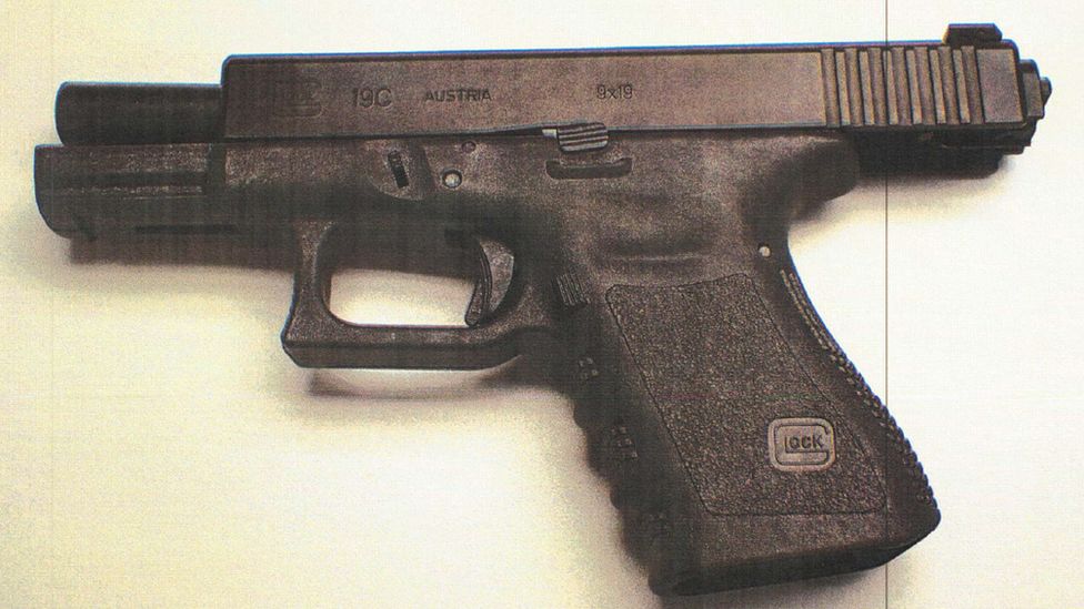 A photo of one of two Glock pistols found in Crossmaglen last October