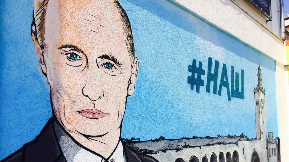 A mural of Russian President Vladimir Putin in Crimea
