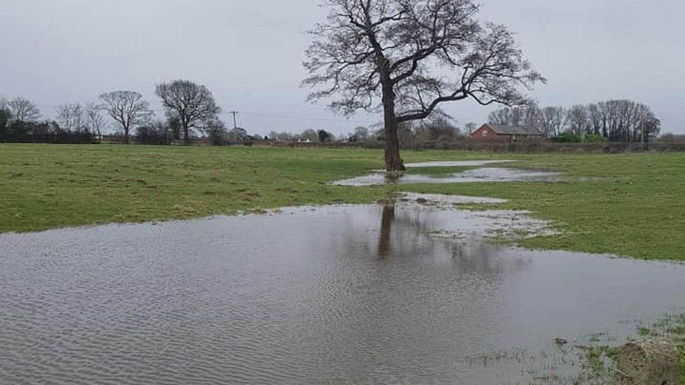 flooded land in Rossett
