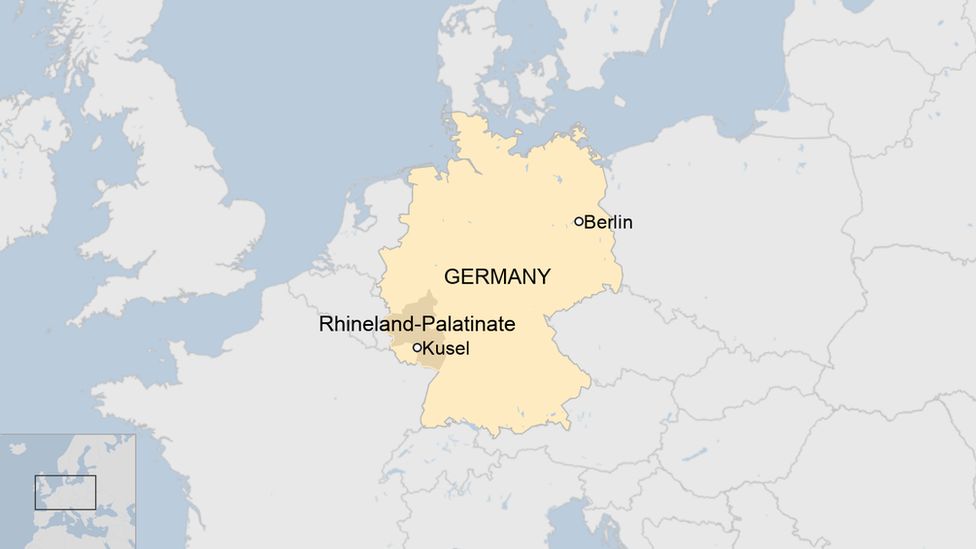 Ένας χάρτης που δείχνει το Kusel στη δυτική Γερμανία