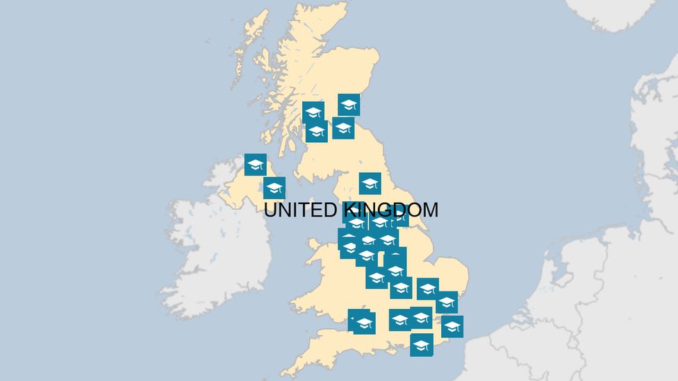 A map showing the towns and cities where strikes will be taking place.