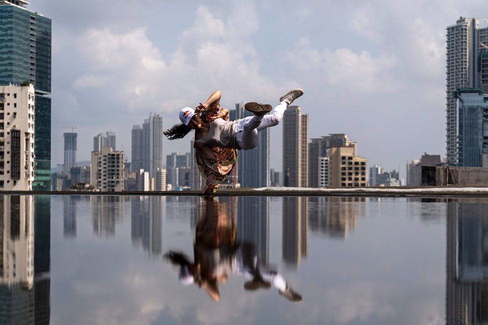 Japanese breakdancer Ami Yuasa, dances during a photo session at the he Red Bull BC One World Championships in Mumbai