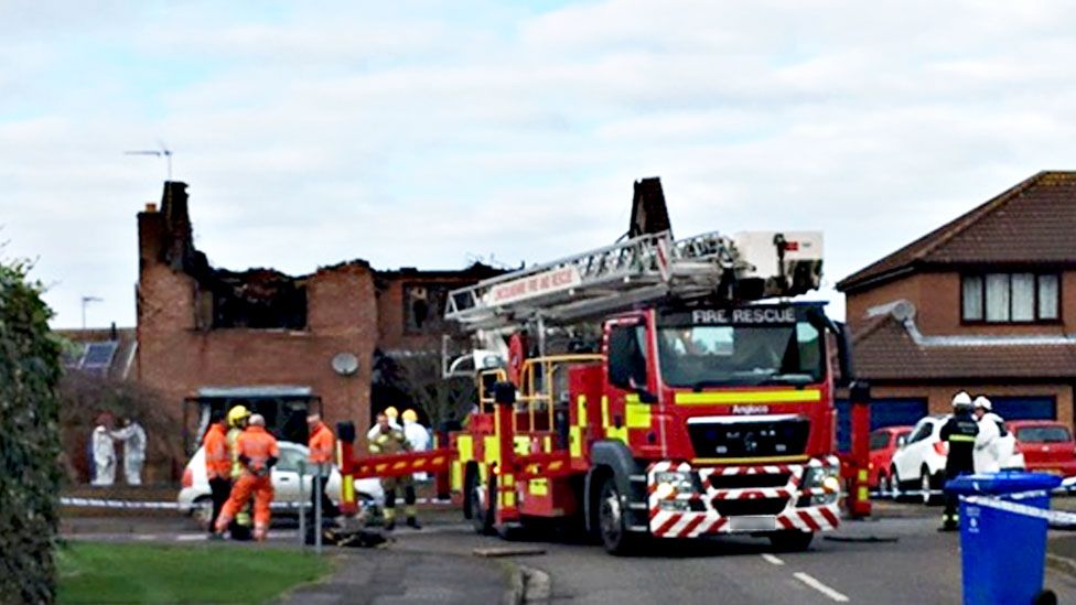 Scene of fatal house fire, Kirton, Lincolnshire