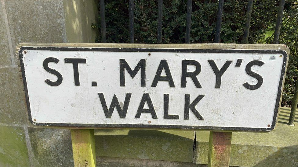 Old street sign on St Mary's Walk