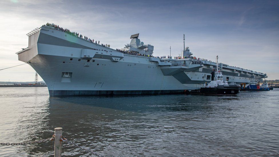 HMS Prince of Wales: New aircraft carrier sails for the first time ...